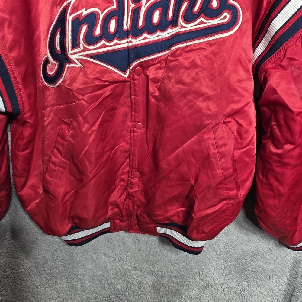Rare VTG‎ Cleveland Indians Starter Red Satin Jacket Diamond Collection Mens LRG